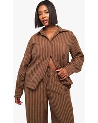 Boohoo - Plus Woven Stripe Oversized Shirt - Lyst