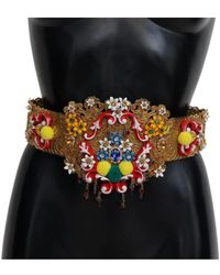 Dolce & Gabbana - Embellished Floral Crystal Wide Waist Carretto Belt - Lyst