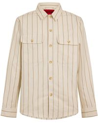 HUGO - Collared Neck Long Sleeve Shirt With Chest Pocket - Lyst