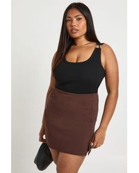 Boohoo - Plus Bengaline Split Aline Skirt - Lyst