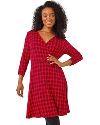 Roman - Petite Geometric Wrap Stretch Dress - Lyst