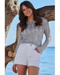 Sosandar - Metallic Ladder Stitch Jumper - Lyst