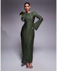 ASOS - Low Back Plisse Maxi Dress With Angel Sleeves - Lyst