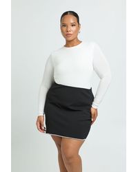 Boohoo - Plus Structured Diamante Trim Mini Skirt - Lyst