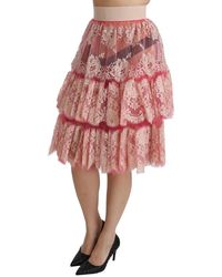 Dolce & Gabbana - Roze Kanten A-lijn Rok Voor Dames - Lyst