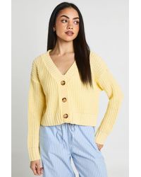 Boohoo - Button Through Crop Cardigan - Lyst