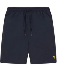 Lyle & Scott - Branded Logo Dark Swim Shorts - Lyst