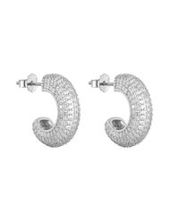 SEOL + GOLD - Sterling Cz Pave Chunky Hoops - Lyst