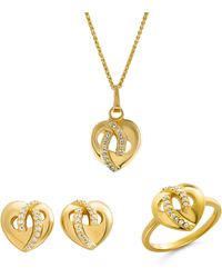 Orphelia - 'amore' Dames 925 Sterling Zilver Set: Ketting + Oorbellen + Ring - Lyst