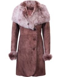 Infinity Leather - Suede Merino Shearling Coat With Toscana Collar-Hanoi - Lyst