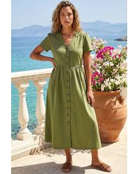 Roman - Denim Button Through Midi Dress - Lyst