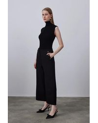 GUSTO - High Waist Wide Leg Trousers With Buttons - Lyst