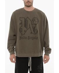 Palm Angels - Vintage-Effect Crewneck Sweatshirt With Embossed Monogram - Lyst