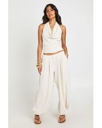 Boohoo - Linen Balloon Trousers - Lyst