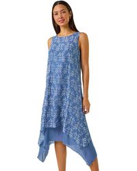 Roman - Floral Print Double Layer Shift Dress - Lyst