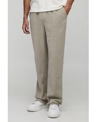 BoohooMAN - Tall Relaxed Fit Textured Faux Suede Stacked Trousers - Lyst