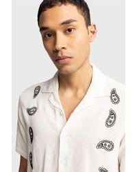 Giesto - Cotton Embroidered Poplin Short Sleeve Shirt - Lyst