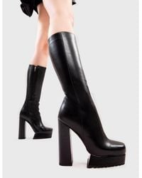 LAMODA - Calf Boots Boiling Point Square Toe Platform Heels With Zipper - Lyst