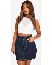 Boohoo - Petite Denim Mini Skirt - Lyst