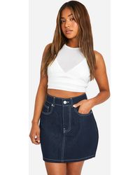 Boohoo - Petite Denim Mini Skirt - Lyst