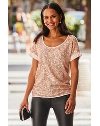 Sosandar - Sequin Front Relaxed T-Shirt - Lyst