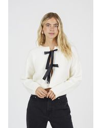 Brave Soul - Soft Knit Cardigan With Bow Tie - Lyst