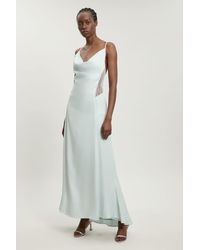 Karen Millen - Lace Insert Satin Viscose Bias Cut Maxi Dress - Lyst