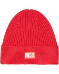 DIESEL - Rode Muts Met Patch-logo - Lyst