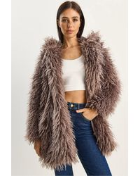 Bianco Lucci - Oversize Hooded Faux Fur Jacket - Lyst