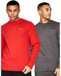 Crosshatch - "Traymax" Sweatshirt Rundhalsausschnitt Für Herren(2Er-Pack) /Holzkohle) - Lyst