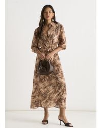 Gini London - Animal Printed Shirt Midi Dress - Lyst