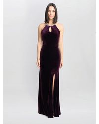 Gina Bacconi - Deedee Velvet Halter Keyhole Maxi Dress - Lyst