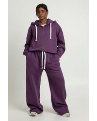 Boohoo - Plus Contrast Drawcord Wide Leg Joggers - Lyst