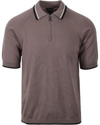 ARMANI EXCHANGE - Knitted Polo Shirt Driftwood - Lyst