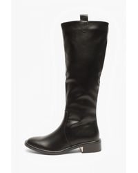 Quiz - Faux Leather Knee High Flat Boots - Lyst