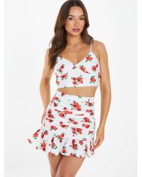 Quiz - Floral Ruched Mini Skirt - Lyst