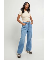Boohoo - Petite Basics High Waist Straight Leg Jean - Lyst
