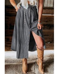 Azura Exchange - Midi-Jeansrock Mit Knopfleiste - Lyst