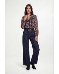 Wallis - Zebra Shirred Neck Blouse - Lyst