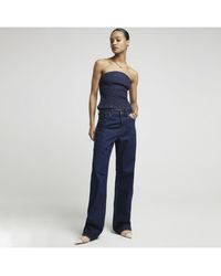 River Island - Straight Jeans High Waisted Relaxed Cotton - Lyst