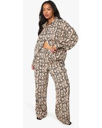 Boohoo - Plus Snake Drawstring Waist Wide Leg Trousers - Lyst