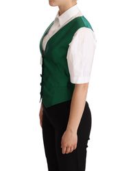 Dolce & Gabbana - Groen Zijden Vest Voor Dames - Lyst