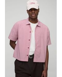 BoohooMAN - Oversized Boxy Micro Plaid Collared Shirt - Lyst