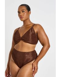 Boohoo - Plus Metallic Crinkle Knot Bikini Top & High Waist Bottom - Lyst