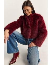 Bianco Lucci - Boxy Crop Faux Fur Coat - Lyst