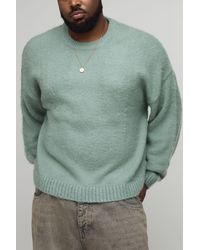 BoohooMAN - Plus Basic Boxy Fit Brushed Knitted Jumper - Lyst