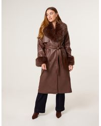Blue Vanilla - Faux Fur Cuff & Collar Coat - Lyst