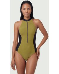 Karen Millen - Racer Back Swimsuit With Zip - Lyst