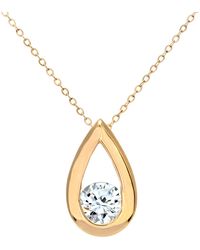 DIAMANT L'ÉTERNEL - 9ct Geelgouden Halve Karaat Diamanten Druppelvormige Hanger En 18 Inch Ketting - Lyst