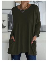 Everyday the Label - Full Size T-shirt Met Ronde Hals En Lange Mouwen En Zak - Lyst